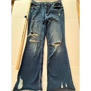 MJeans Women’s  High Rise  flared  Button front Reg 14 dark blue